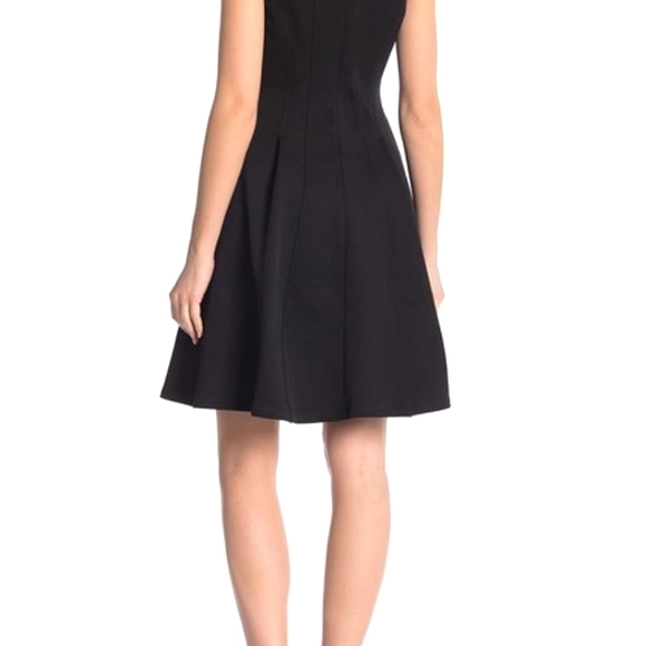 Theory Modern Tea Dress Fit Flare Highneck Black Summer Pique 2 Mini Size 6 - Picture 2 of 14